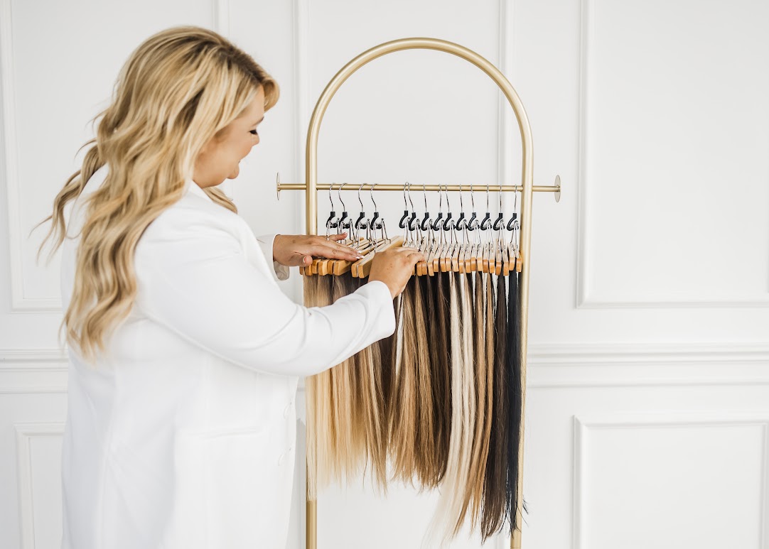 Stylish hair extensions in various colors and lengths at Salon Boutique to enhance your beauty.